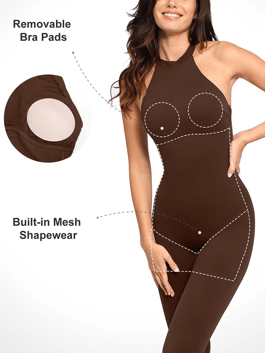 Wholesale One Piece Halter Thigh Slimming Shapewear Jumpsuits - Sleek n Sheek